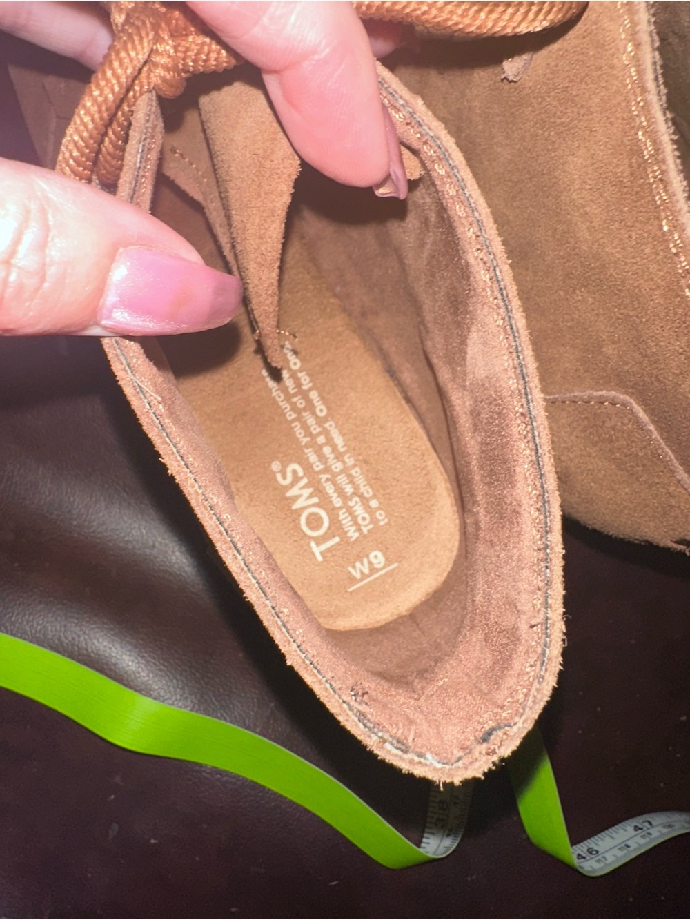 Toms Brown Suede Lace-Up Wedge Ankle Booties - Picture 4 of 5